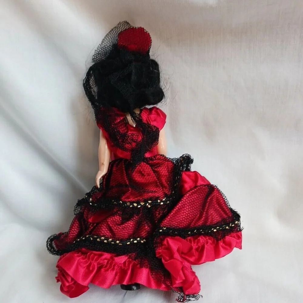 Vintage Spanish Flamenco Senorita Doll Red Dress 8 in